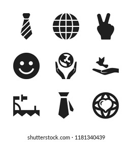 peace icon. 9 peace vector icons set. world in your hands, world peace and crampons icons for web and design about peace theme