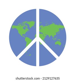 Peace Icon With Background of World Map Vector Design Illustration . Suitable for Content Element and Material Editable