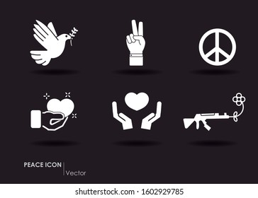 Peace icon. Basic icons for international peace day. Editable vector.