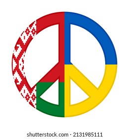 peace icon with belarus and ukraine flags. vector illustration isolated on white background