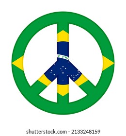 peace icon with brazil flag. vector illustration isolated on white background