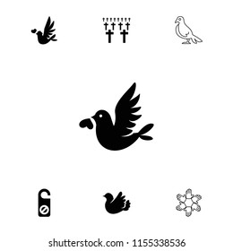 Peace icon. collection of 7 peace filled and outline icons such as do not disturb, bird, love bird, cemetery, dove. editable peace icons for web and mobile.