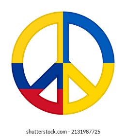 peace icon with colombia and ukraine flags. vector illustration isolated on white background