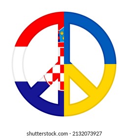 peace icon with croatia and ukraine flags. vector illustration isolated on white background	
