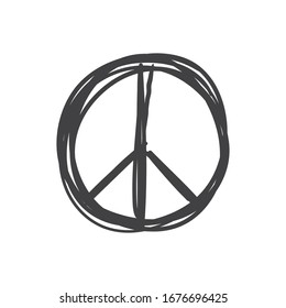 Peace icon doodle. Hand drawn sign of peace.