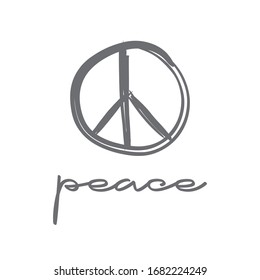 Peace icon doodle. Hand drawn sign of peace.