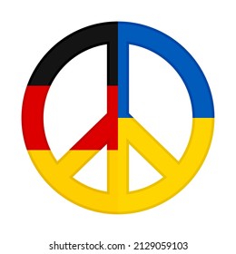 peace icon with germany and ukraine flags. vector illustration isolated on white background