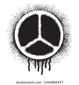 Peace icon graffiti with black spray paint