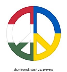 peace icon with hungary and ukraine flags. vector illustration isolated on white background
