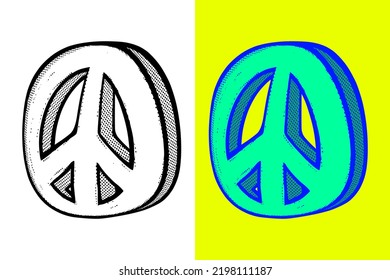 Peace icon Illustration hand drawn cartoon vintage style vector