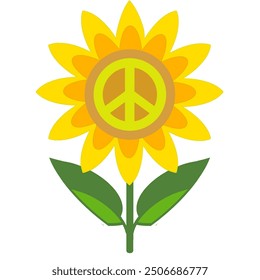 PEACE icon illustration as sun flower