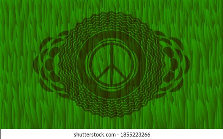 peace icon inside grass grama badge. Eco luxurious background. Artistic illustration. 