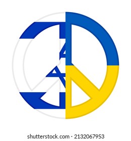 peace icon with israel and ukraine flags. vector illustration isolated on white background	
