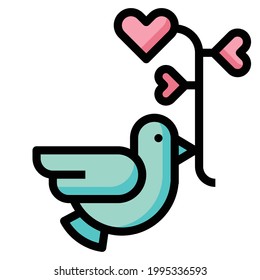 Peace icon line color vector illustration