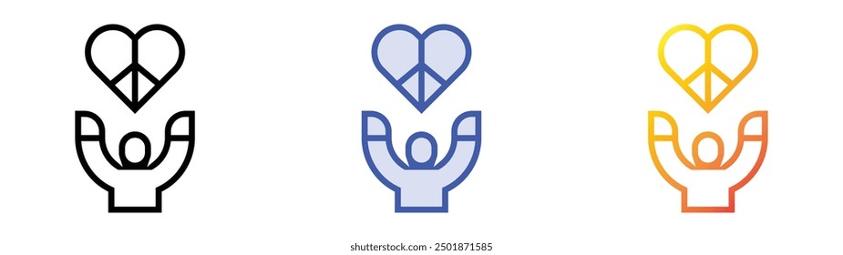 peace icon. Linear, Blue Fill and Gradient Style Design Isolated On White Background