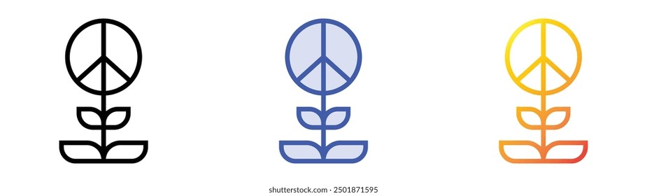 peace icon. Linear, Blue Fill and Gradient Style Design Isolated On White Background