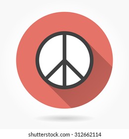 Peace  icon with long shadow, flat design. Vector illustration.