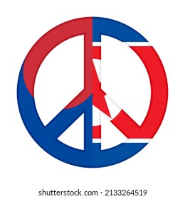 peace icon with north korea and south korea flags. vector illustration isolated on white background