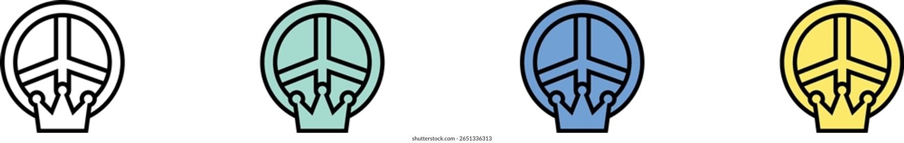 peace icon. Outline, Green, Blue and Yellow Style Design Isolated On White Background