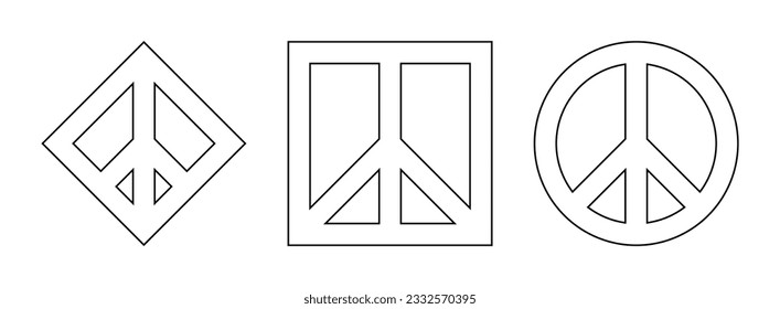 peace icon outline set. vector illustration isolated on white background