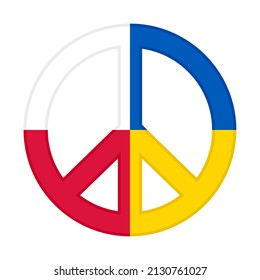 peace icon with poland and ukraine flags. vector illustration isolated on white background
