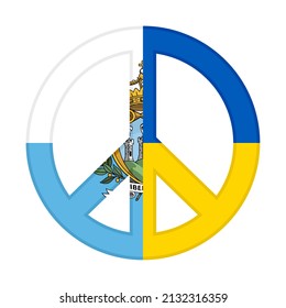 peace icon with san marino and ukraine flags. vector illustration isolated on white background	
