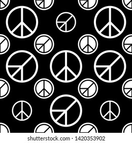 Peace Icon Seamless Pattern Vector Art Illustration
