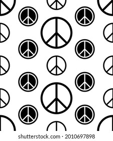 Peace Icon Seamless Pattern Vector Art Illustration