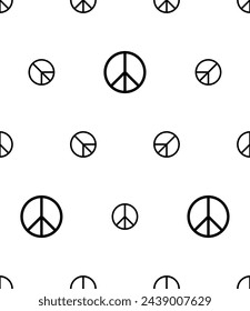 Peace Icon Seamless Pattern Vector Art Illustration