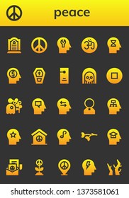 peace icon set. 26 filled peace icons.  Simple modern icons about  - Tombstone, Peace sign, Mind, Om, Coffin, Door hanger, Death, Stop, Pigeon, Priest, Branch, Branches