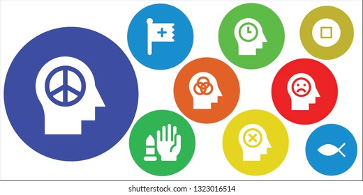 peace icon set. 9 filled peace icons.  Collection Of - Mind, Christian, No weapons, Stop, Christianity