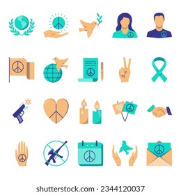 Peace icon set in flat style. Vector illustration.