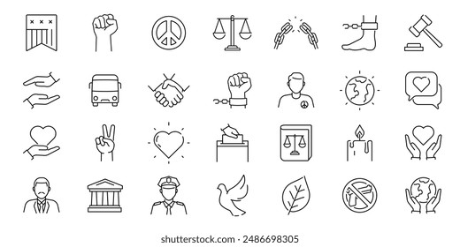 Peace icon set. Peace line icons.