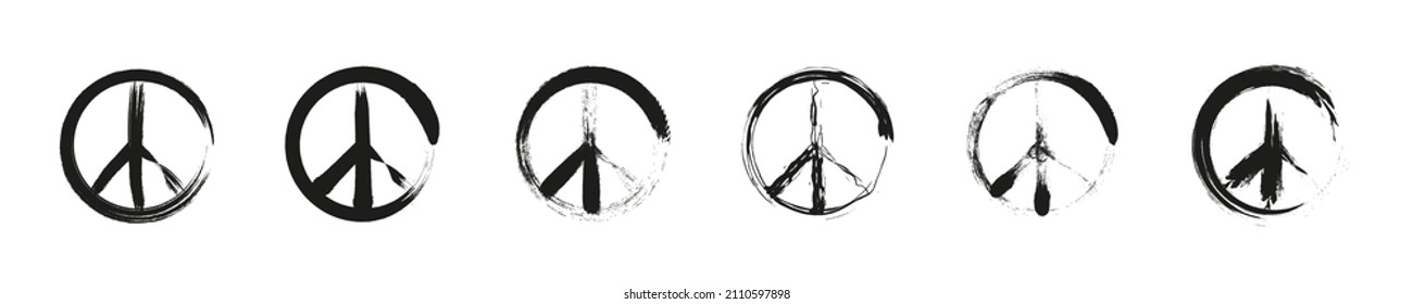 Peace icon set. Pacifism symbols set. Pacific icons. Peace symbols, pictograms and signs isolated on white background. International symbol of the antiwar movement of the disarmament. EPS 10