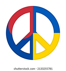 peace icon with south korea and ukraine flags. vector illustration isolated on white background