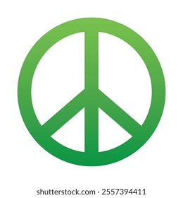 Peace icon symbol vector illustration isolated on white background. Green Peace mark sign symbol. Peace, love and freedom concept background.