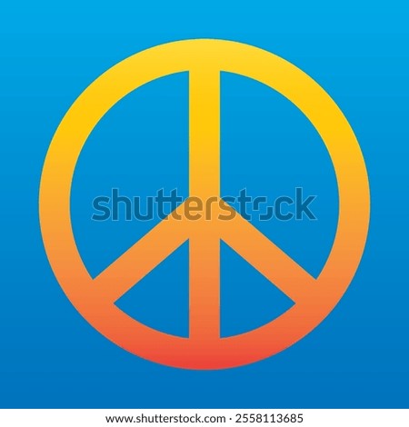 Peace icon symbol vector illustration isolated on blue background. Peace orange color mark sign symbol. Peace, love and freedom concept background.