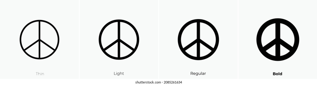 peace icon. Thin, Light Regular And Bold style design isolated on white background