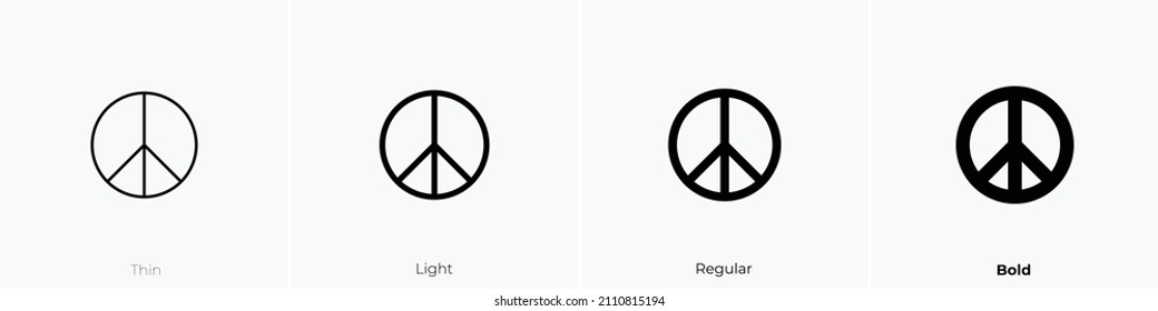 peace icon. Thin, Light Regular And Bold style design isolated on white background