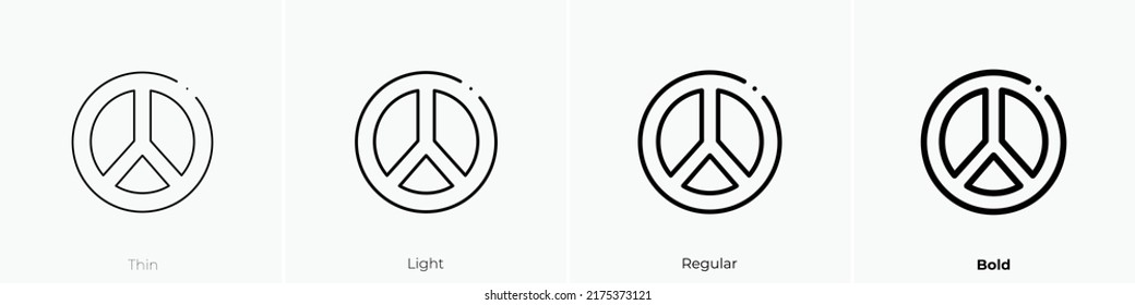 peace icon. Thin, Light Regular And Bold style design isolated on white background
