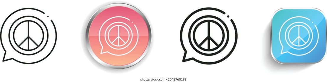 peace icon. Thin Linear, Regular and Button Style Design Isolated On White Background
