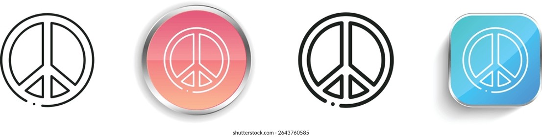 peace icon. Thin Linear, Regular and Button Style Design Isolated On White Background