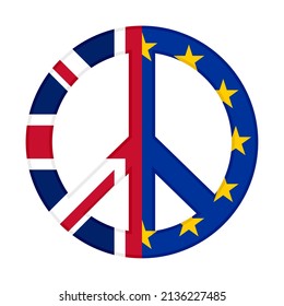 peace icon with united kingdom and european union flags. vector illustration isolated on white background