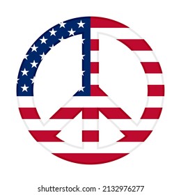 peace icon with usa flag