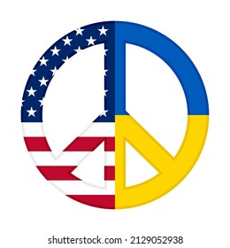 peace icon with usa and ukraine flags. vector illustration isolated on white background