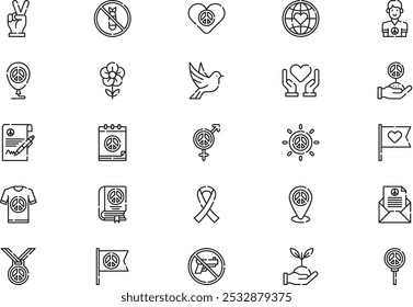 Peace Icons Collection ist eine Vektorgrafik mit editierbarem Strich.