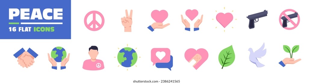 Peace icons. Peace Day icon set. 