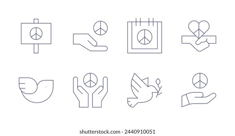 Peace icons. Editable stroke. Containing peacesymbol, peaceday, peacetreaty, dove, peace.