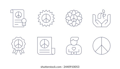 Iconos de la paz. Trazo editable. Conteniendo tratado de paz, paz, día internacional de paz, paz mental, paz.
