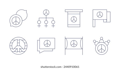 Iconos de la paz. Trazo editable. Conteniendo paz, día internacional de paz, bandera de paz, amor, paz.